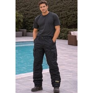 Pulse Mens 2XL Black Insulated Cargo Snow Pants Ski Snowboard Winter Utility